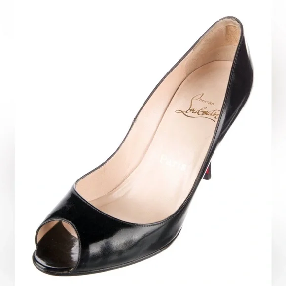 Christian Louboutin Patent Leather Peep Toe Pumps - Picture 3 of 5